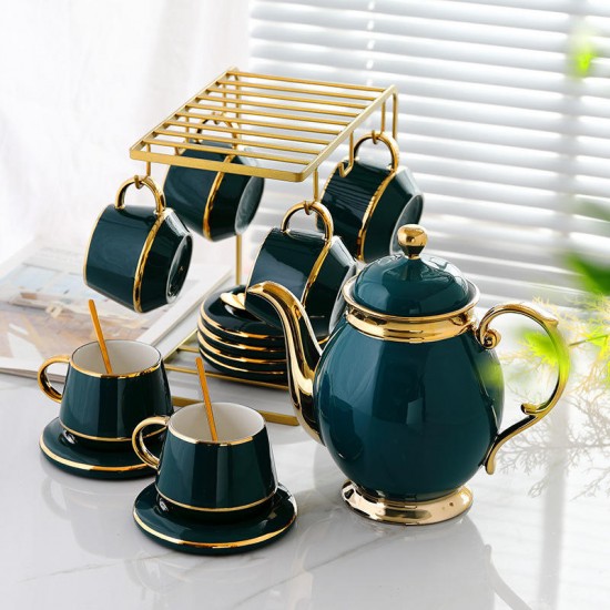 European Light Luxury Gold Coffee Cup Set Ceramic Household Tea Set with Cup Holder Luxury Gold Edge Coffee Cup and Plate Set European Light Luxury Gold Coffee Cup Set Ceramic Household Tea Set with Cup Holder Luxury Gold Edge Coffee Cup and Plate Set