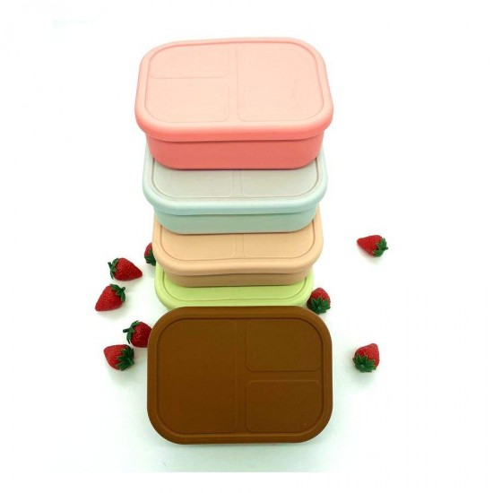 New Design Reusable 3 Compartments Kids Lunch Container Durable and Leakproof Silicone Bento Box with Lid New Design Reusable 3 Compartments Kids Lunch Container Durable and Leakproof Silicone Bento Box with Lid