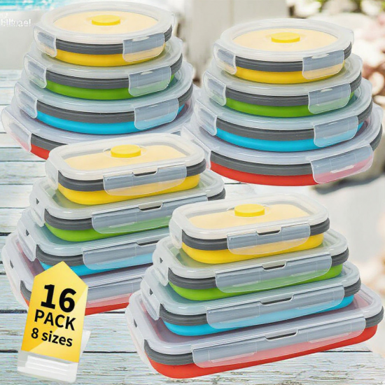 Rectangular Microwave Oven Safe Silicone Bento Lunch Box Collapsible Airtight Single Compartment Lock Food Storage Container Rectangular Microwave Oven Safe Silicone Bento Lunch Box Collapsible Airtight Single Compartment Lock Food Storage Container