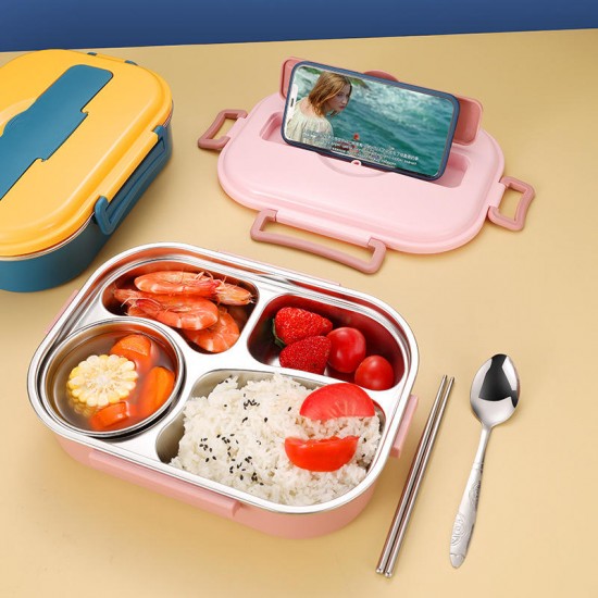 Choice Fun Food Grade 304 Stainless Steel Sealed Leak Proof High Capacity Lunch Bento Box Compartment Design With Cutlery Choice Fun Food Grade 304 Stainless Steel Sealed Leak Proof High Capacity Lunch Bento Box Compartment Design With Cutlery