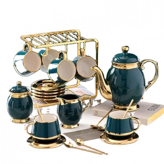New European Small Luxury Gold Edge Coffee Cup and Plate Set Ceramic Household Afternoon Tea Set with Cup Holder New European Small Luxury Gold Edge Coffee Cup and Plate Set Ceramic Household Afternoon Tea Set with Cup Holder