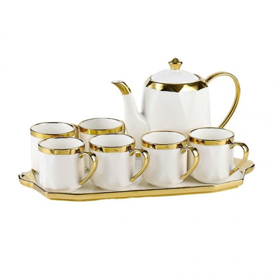 High Quality Gold Lid Color Porcelain Coffee Pot 6pcs Ceramic Cup and Saucer Luxury Gift Sets Tea and Coffee Set High Quality Gold Lid Color Porcelain Coffee Pot 6pcs Ceramic Cup and Saucer Luxury Gift Sets Tea and Coffee Set