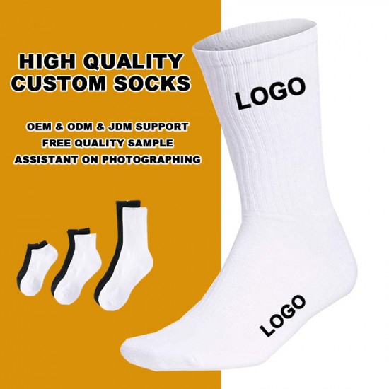Wholesale Custom Logo Design Athletic Crew Compression Socks Men Unisex White Cushion Sports Socks With Logo Wholesale Custom Logo Design Athletic Crew Compression Socks Men Unisex White Cushion Sports Socks With Logo