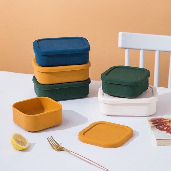 Bento Lunch Box BPA Free Food Storage Box with Lid OEM/ODM Square Dishwasher and Freezer Safe High-capacity Food Grade Silicone Bento Lunch Box BPA Free Food Storage Box with Lid OEM/ODM Square Dishwasher and Freezer Safe High-capacity Food Grade Silicone