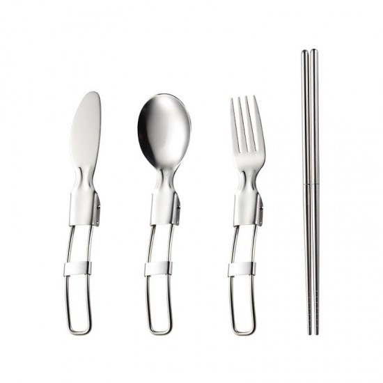 Portable Picnic Camping Food Grade Stainless Steel 304 Folding Cutlery Set Folding Spoon Fork Knife Set With Bag Portable Picnic Camping Food Grade Stainless Steel 304 Folding Cutlery Set Folding Spoon Fork Knife Set With Bag