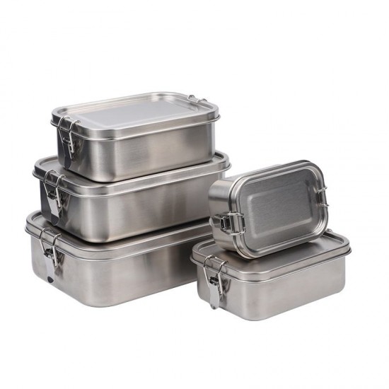 Nicety Food grade 304 leakproof stainless steel lunch box 800/1200/1400ml silicone seal ring square steel lunch box Nicety Food grade 304 leakproof stainless steel lunch box 800/1200/1400ml silicone seal ring square steel lunch box