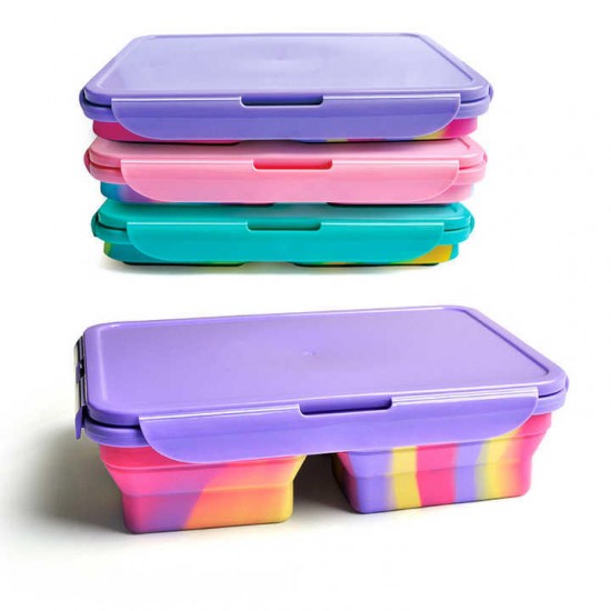 Portable Leak Proof Eco Friendly Silicone Collapsible Children School Bento Lunch Box for Girls Boys Student and Adult Portable Leak Proof Eco Friendly Silicone Collapsible Children School Bento Lunch Box for Girls Boys Student and Adult