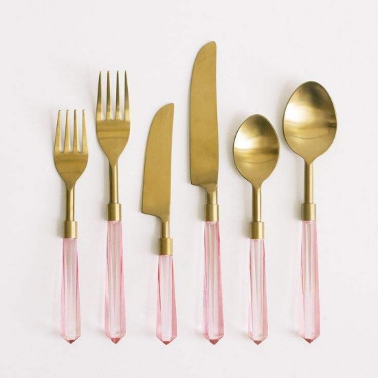 18/10 New Design 6 Pcs Gold PVD High Quality Stainless Steel Fork Knife and Spoon with Clear Plastic Handle Cutlery Set Wedding 18/10 New Design 6 Pcs Gold PVD High Quality Stainless Steel Fork Knife and Spoon with Clear Plastic Handle Cutlery Set Wedding
